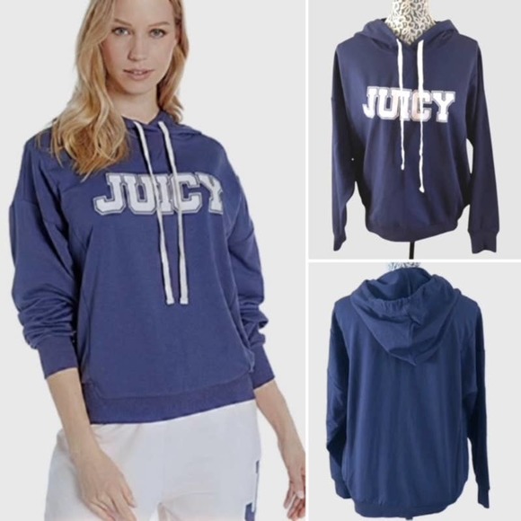 Juicy Oversized Collegiate Logo Hoodie Blue - Size M - Picture 1 of 6